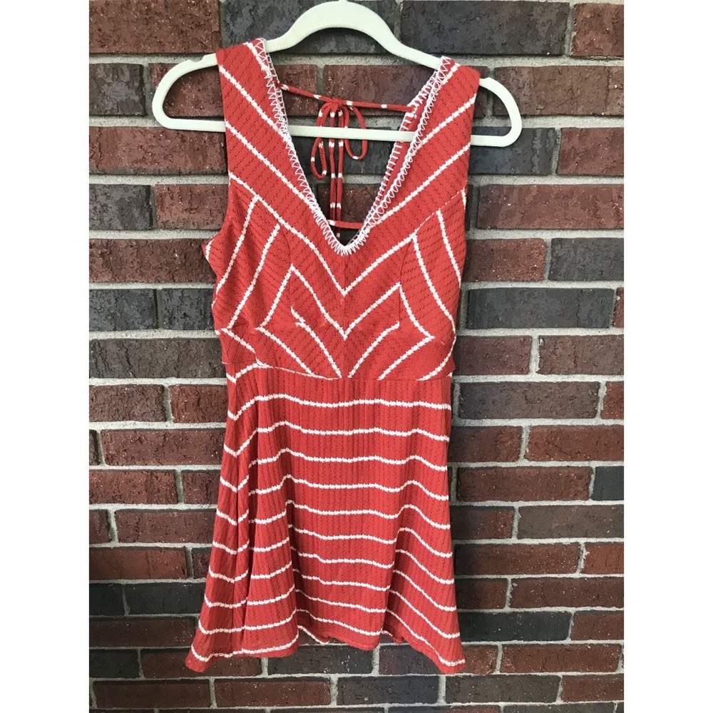 Burnt orange boho knit flare mini dress